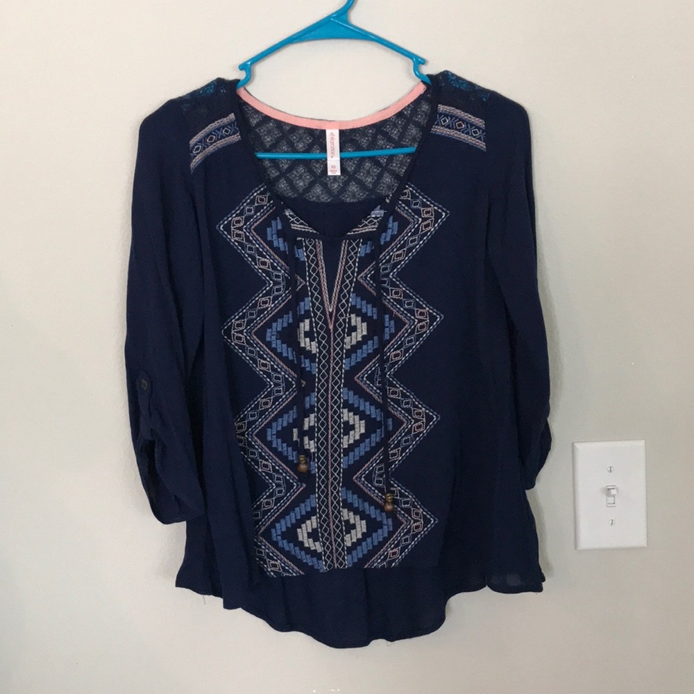 Embroidered flowy top